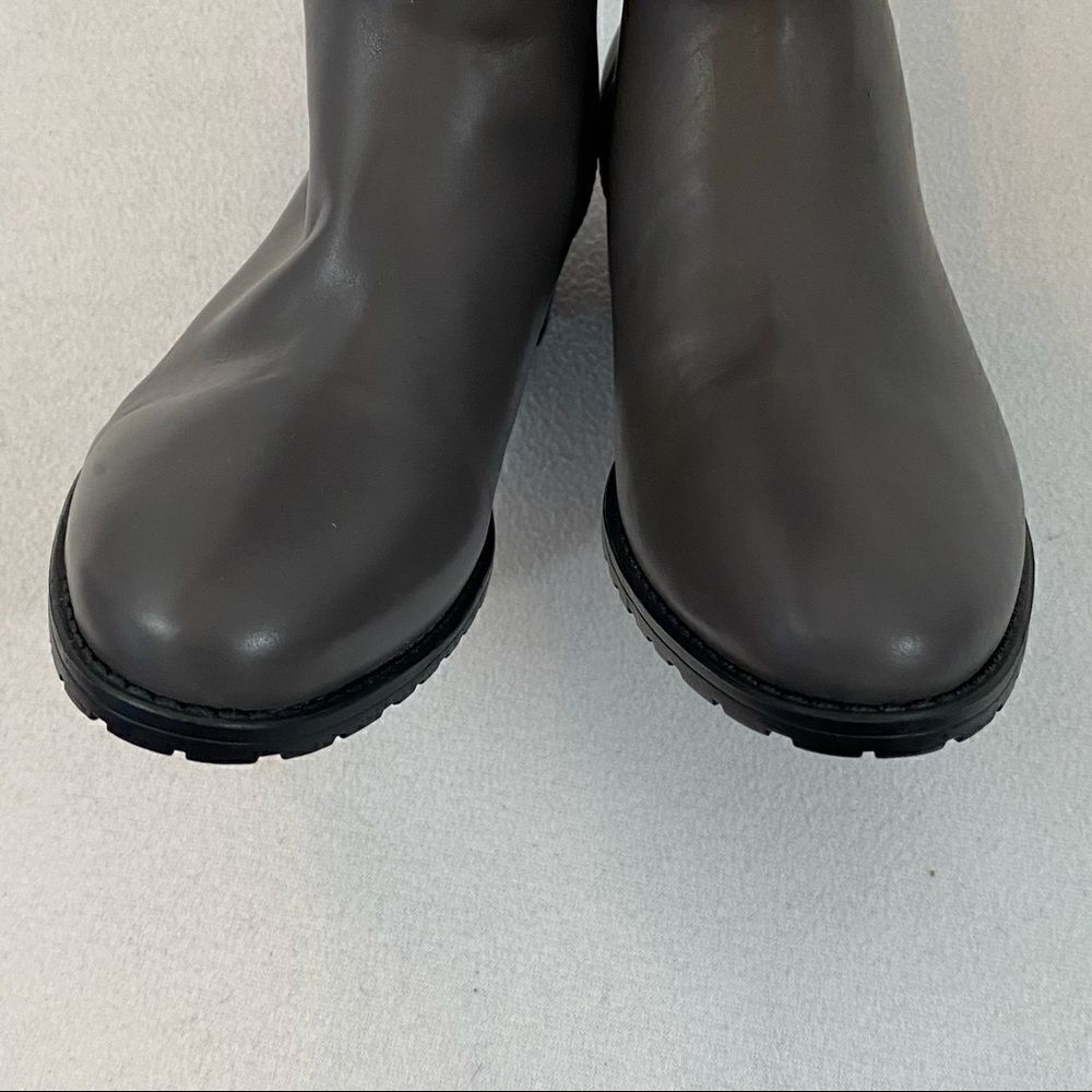 H by Halston Gray Leather Boots - Picture 2 of 7